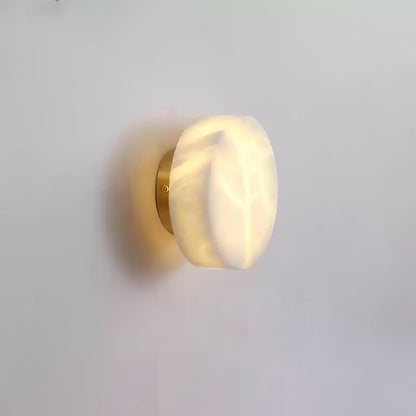 Cylindrical Alabaster Wall Light Dia 5.9″ x H 2.8″ / Black & White / Warm Light Wall lamp