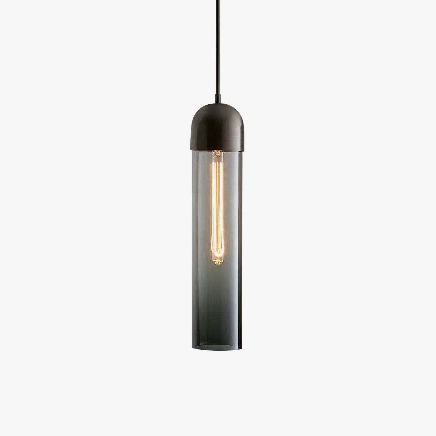 Cylindrical Glass Pendant Light Dia 10cm x H 40cm / ? 3.9″ x H 15.7″ / Smoky Gray Pendant light