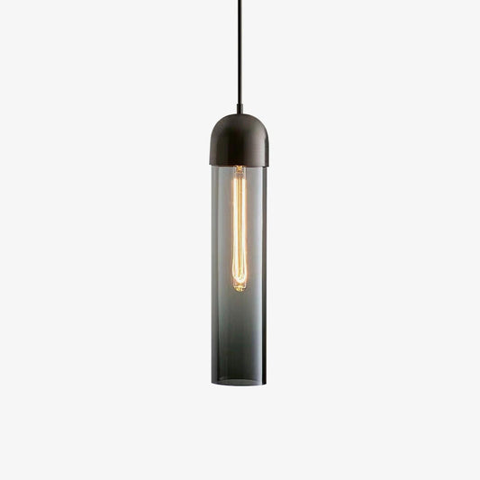 Cylindrical Glass Pendant Light Dia 10cm x H 40cm / ? 3.9″ x H 15.7″ / Smoky Gray Pendant light