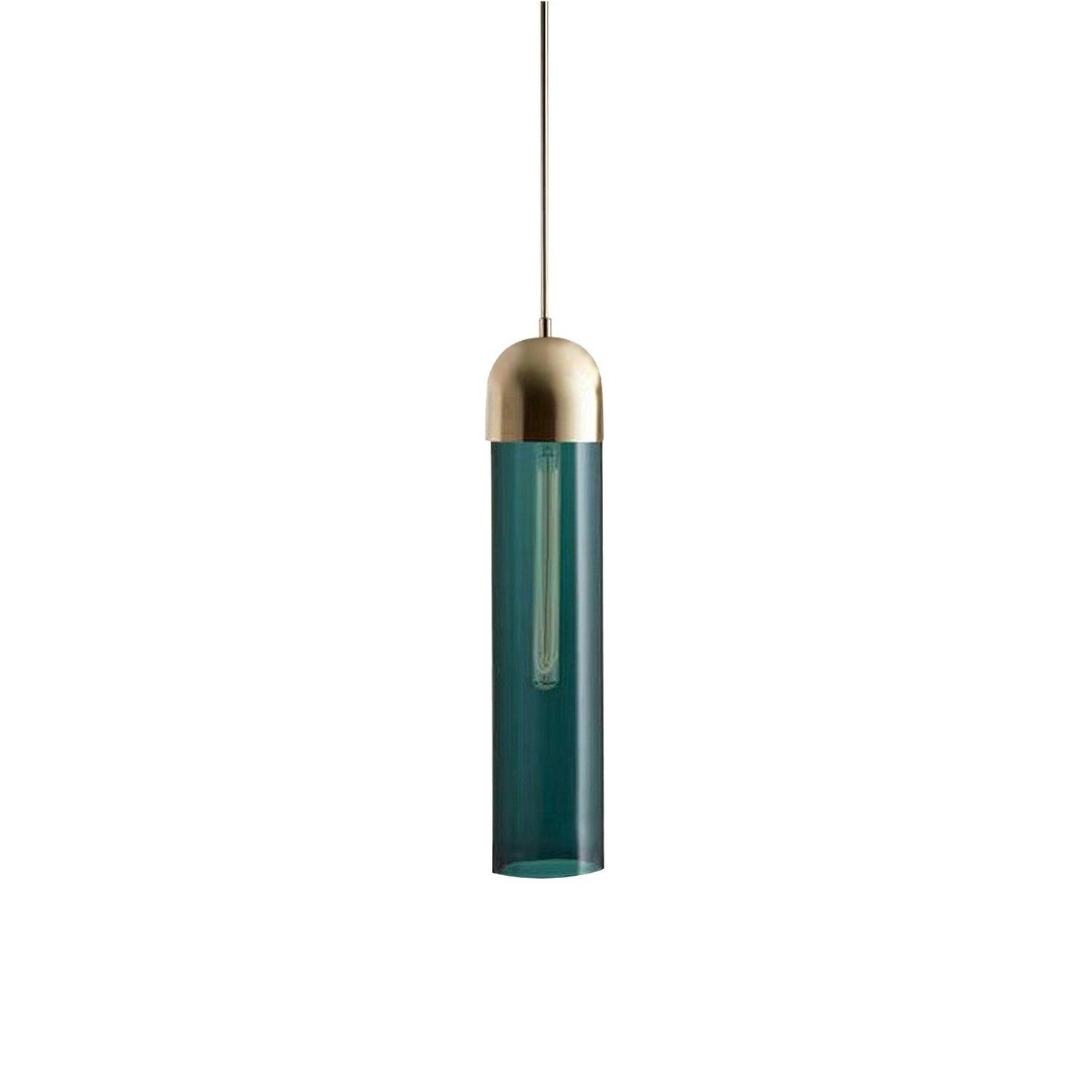 Cylindrical Glass Pendant Light Dia 10cm x H 40cm / ? 3.9″ x H 15.7″ / Dark Green Pendant light