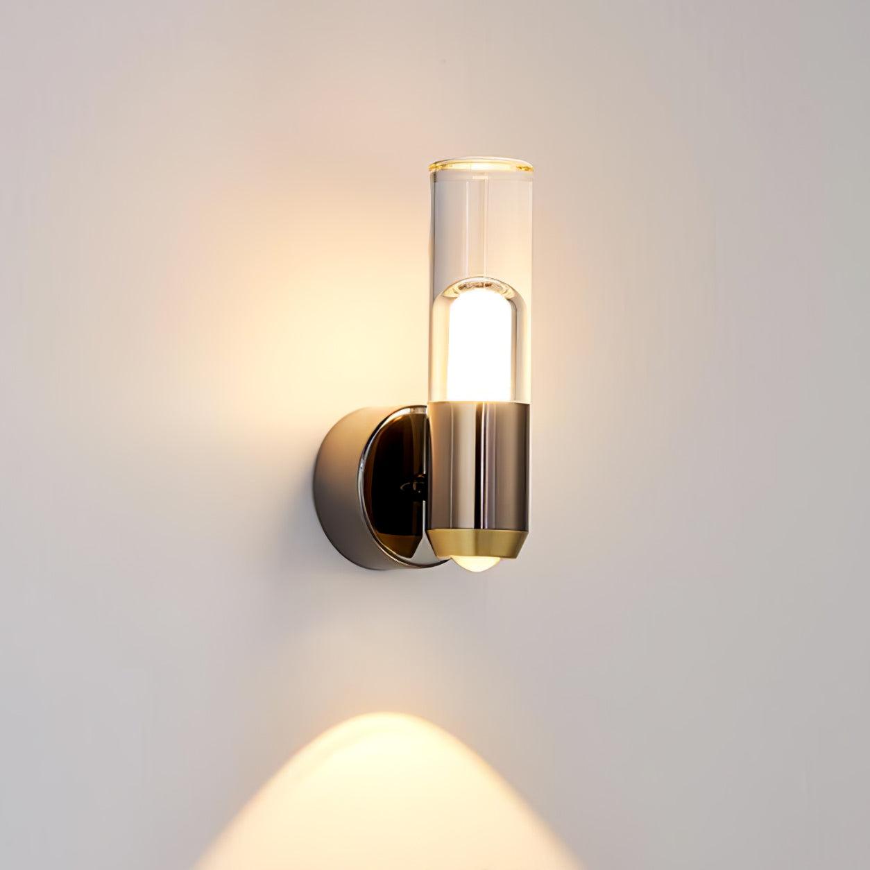 Cylindrical Modern Wall Light Dia 3.1″ x H 7.9″ / Dia 8cm x H 20cm / Bright black & Clear / Warm Light Wall lamp