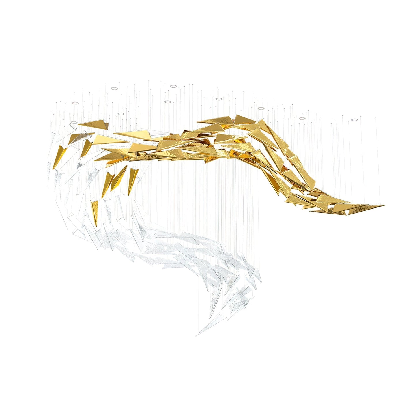 Breeze Chandelier L 39.4″ x H 78.7″ / L 100cm x H 200cm / Gold & Clear / Warm Light Chandelier