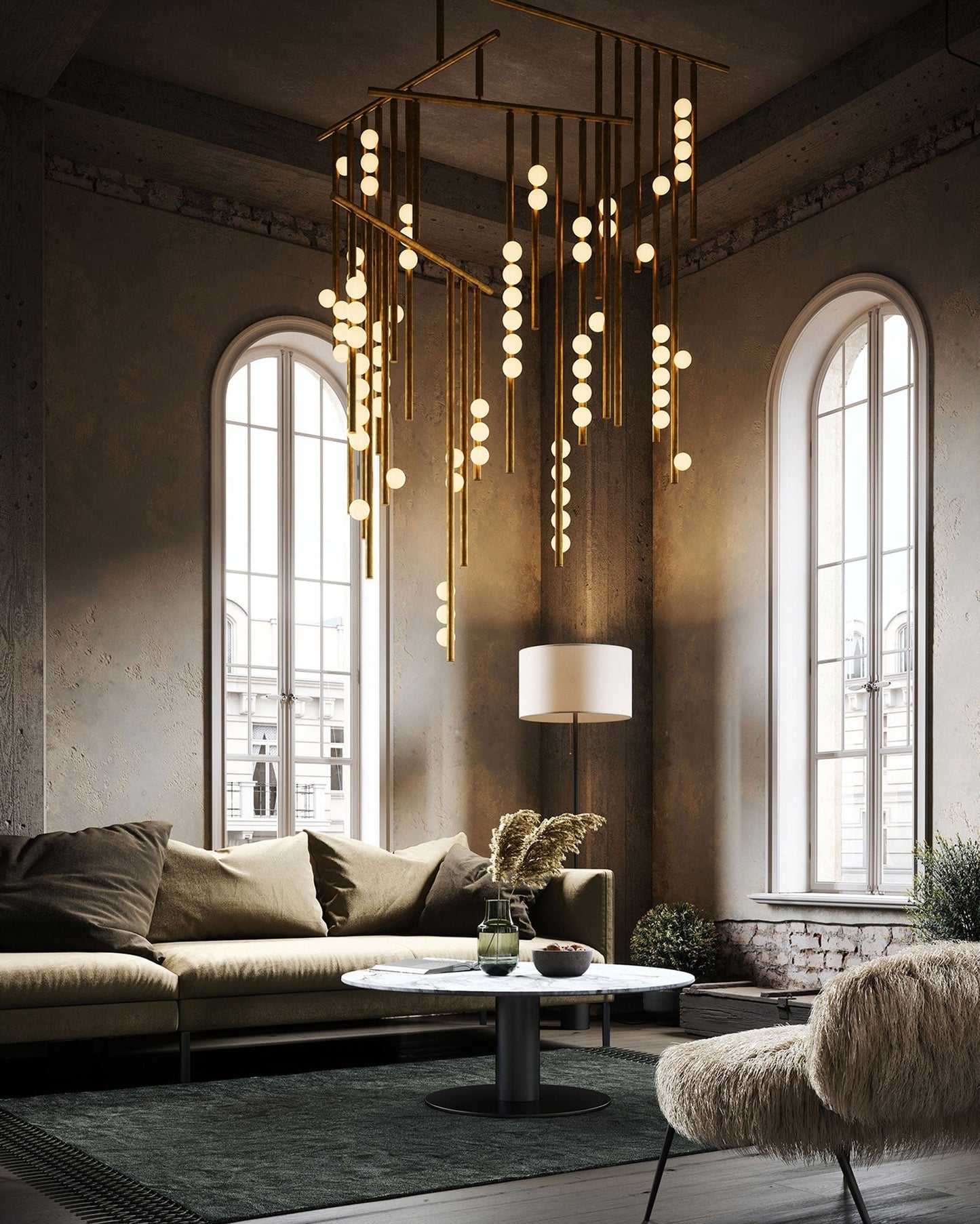 Brass Glass Drop Chandelier Chandelier