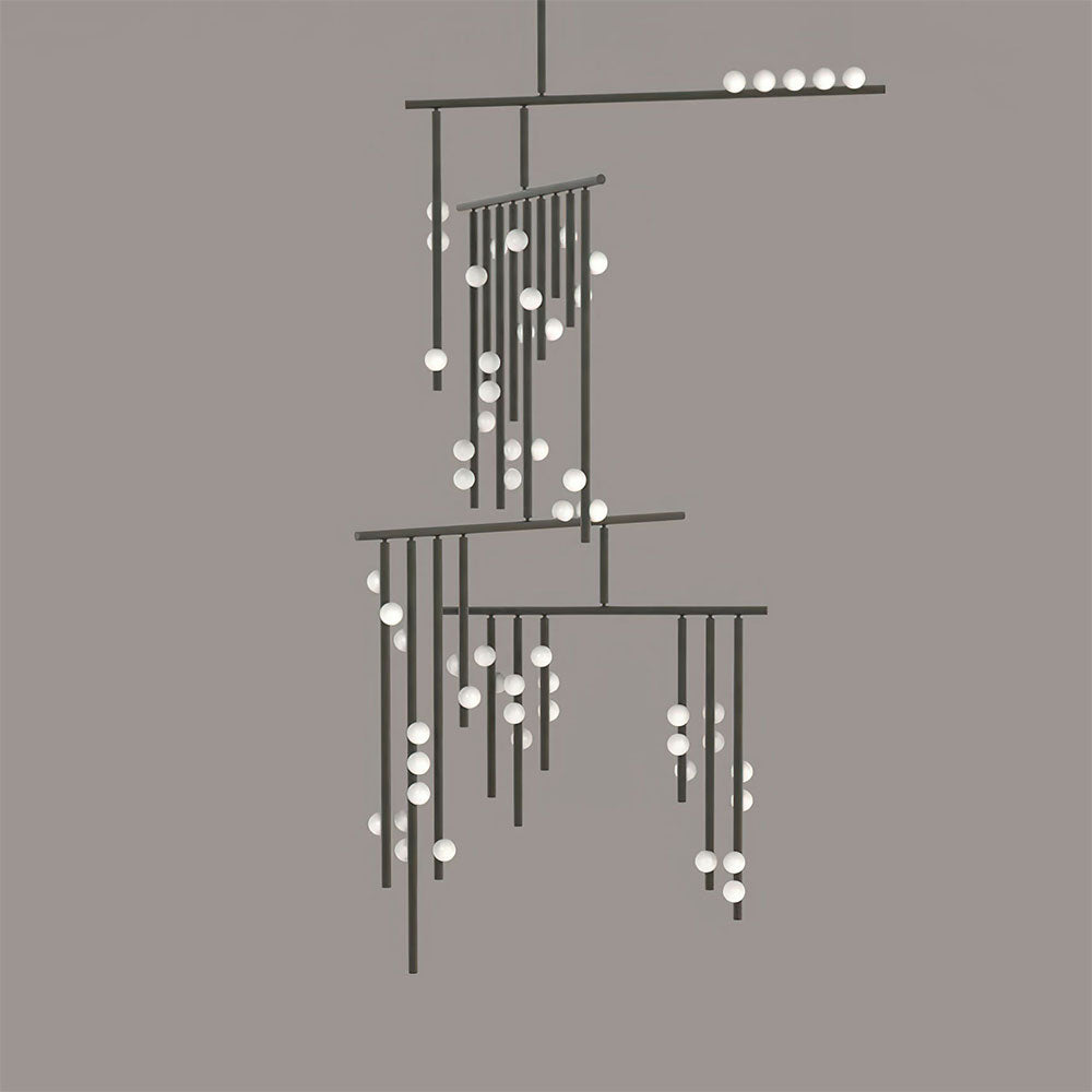 Drop System Chandelier 59 Heads L 47.2’’ x W 43.3’’ x H 133.9’’ / L 120cm x W 110cm x H 340cm / Black & White Chandelier