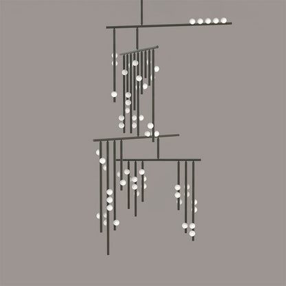 Drop System Chandelier 59 Heads L 47.2’’ x W 43.3’’ x H 133.9’’ / L 120cm x W 110cm x H 340cm / Black & White Chandelier