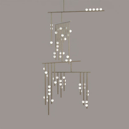 Brass Glass Drop Chandelier 59 Heads L 47.2’’ x W 43.3’’ x H 133.9’’ / Nickel & White Chandelier