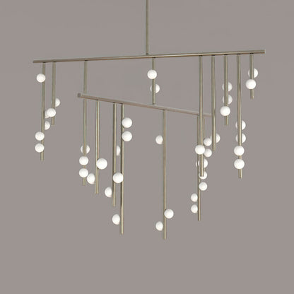 Brass Glass Drop Chandelier 42 Heads L 47.2’’ x W 43.3’’ x H 38.8’’ / Nickel & White Chandelier