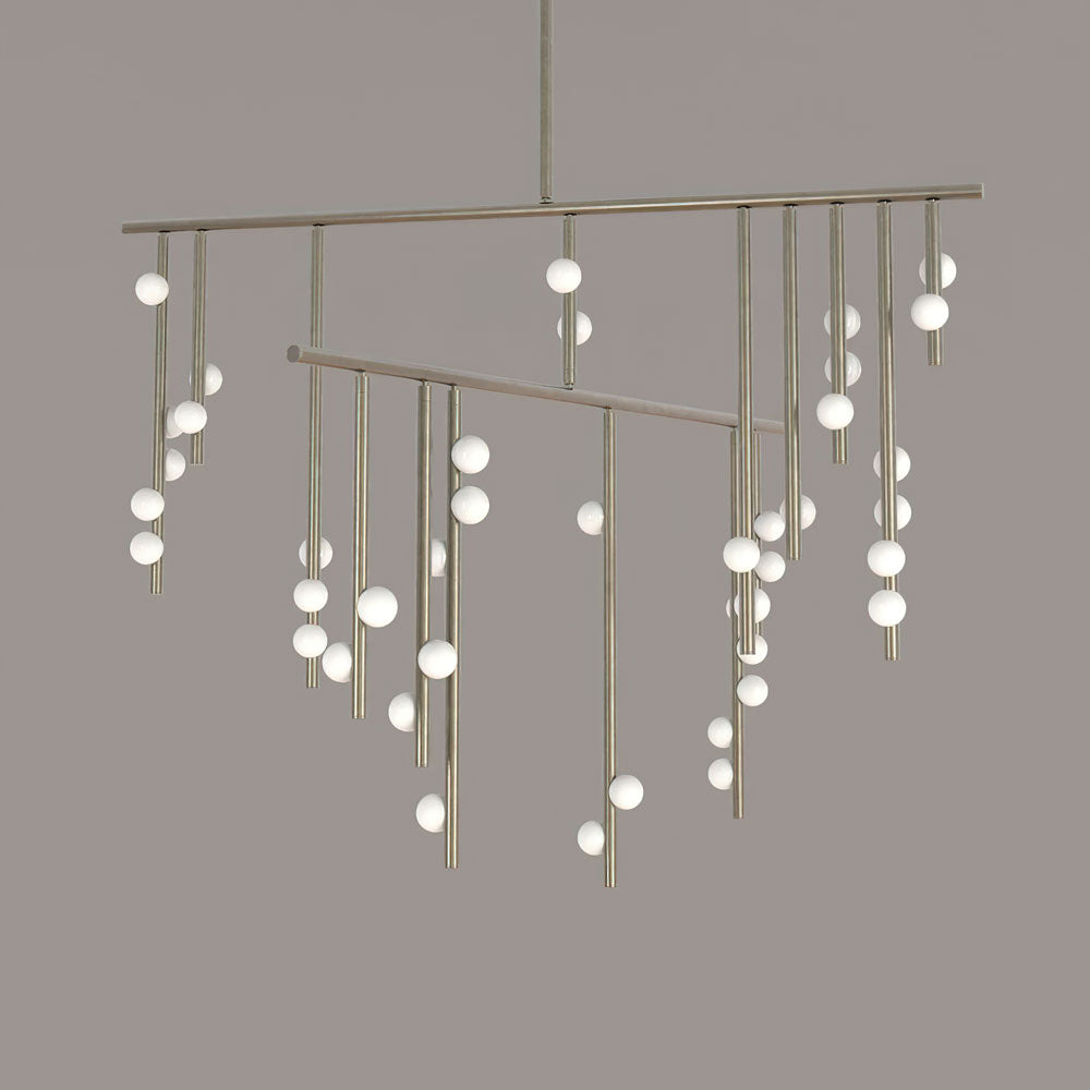 Drop System Chandelier 42 Heads L 47.2’’ x W 43.3’’ x H 59.1’’ / L 120cm x W 110cm x H 150cm / Nickel & White Chandelier