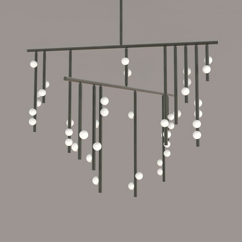 Brass Glass Drop Chandelier 42 Heads L 47.2’’ x W 43.3’’ x H 38.8’’ / Black & White Chandelier