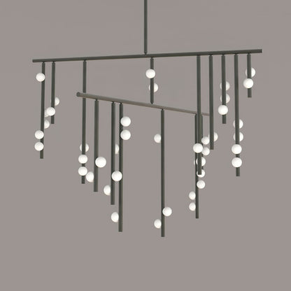 Brass Glass Drop Chandelier 42 Heads L 47.2’’ x W 43.3’’ x H 38.8’’ / Black & White Chandelier