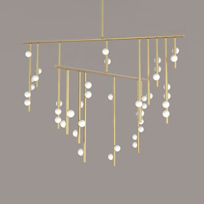 Brass Glass Drop Chandelier 42 Heads L 47.2’’ x W 43.3’’ x H 38.8’’ / Brushed brass & White Chandelier
