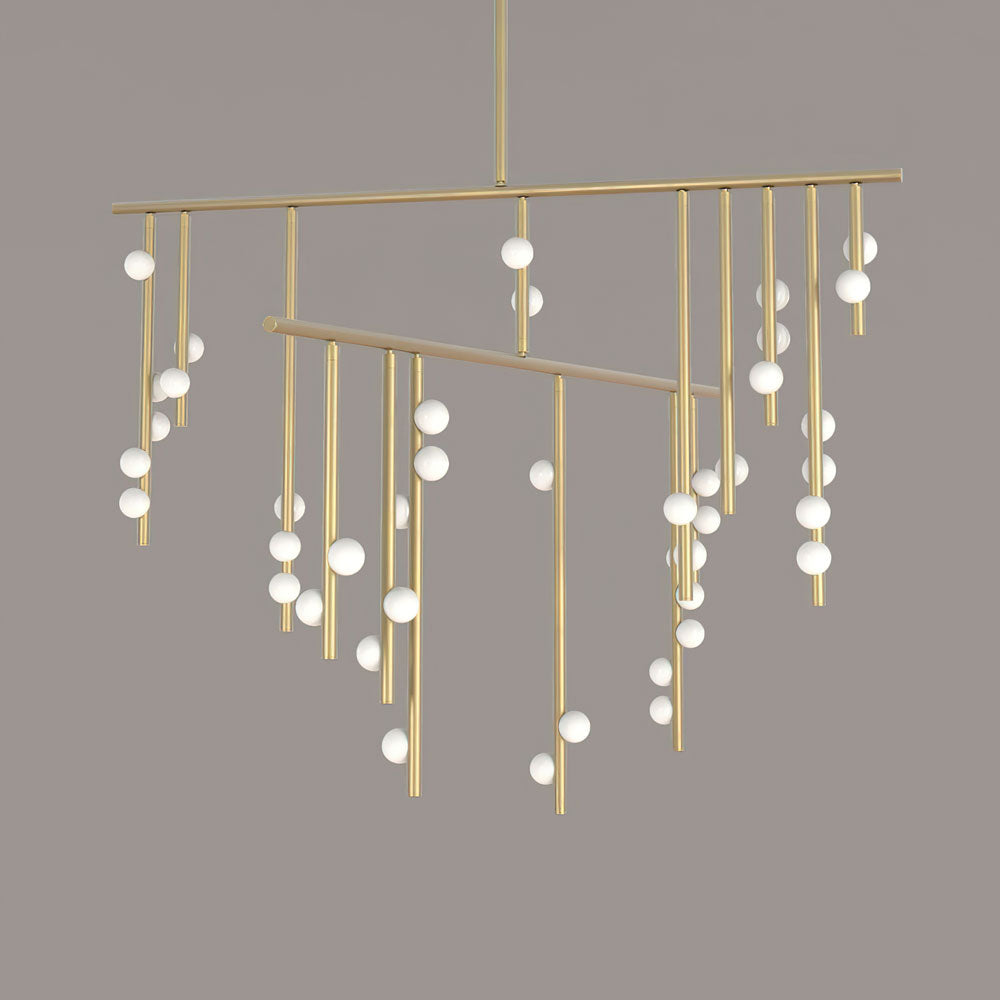 Drop System Chandelier 42 Heads L 47.2’’ x W 43.3’’ x H 59.1’’ / L 120cm x W 110cm x H 150cm / Brushed brass & White