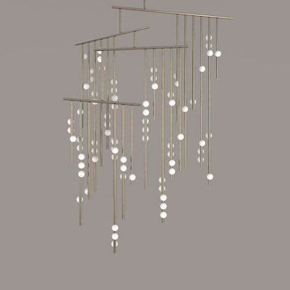 Drop System Chandelier 76 Heads L 86.6’’ x W 70.9’’ x H 157.5’’ / L 220cm x W 180cm x H 400cm / Nickel & White