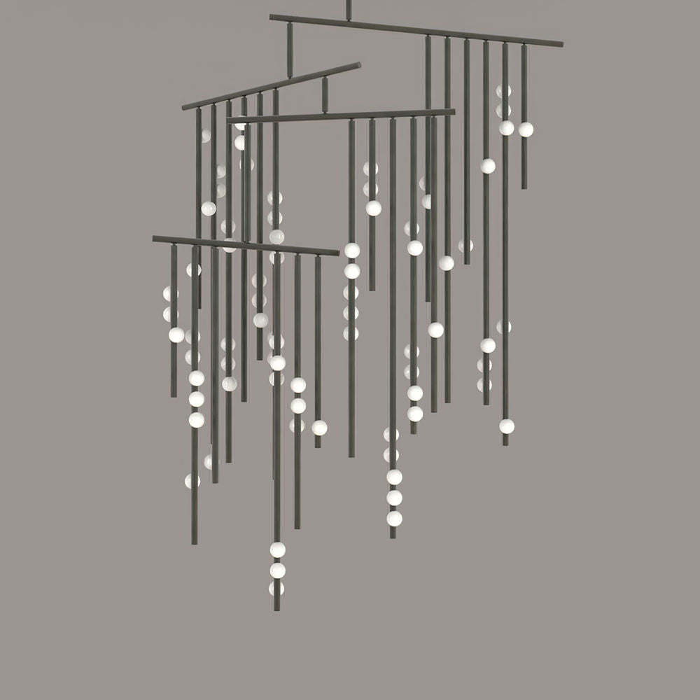 Drop System Chandelier 76 Heads L 86.6’’ x W 70.9’’ x H 157.5’’ / L 220cm x W 180cm x H 400cm / Black & White Chandelier