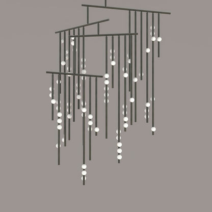 Drop System Chandelier 76 Heads L 86.6’’ x W 70.9’’ x H 157.5’’ / L 220cm x W 180cm x H 400cm / Black & White Chandelier