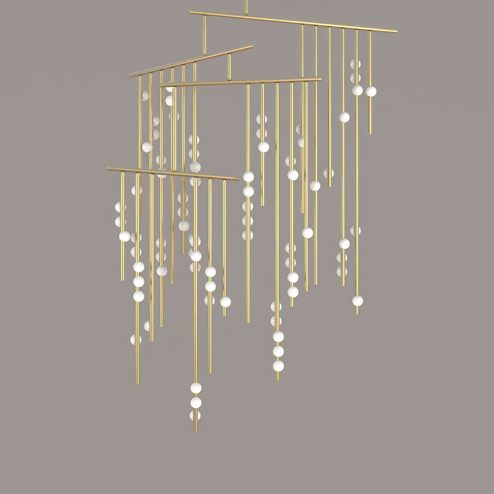Drop System Chandelier 76 Heads L 86.6’’ x W 70.9’’ x H 157.5’’ / L 220cm x W 180cm x H 400cm / Brushed brass & White