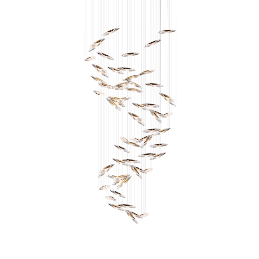 Moonlight Whispers Chandelier Dia 23.6″ x H 39.4″ / Dia 60cm x H 100cm / Clear & Gold / Warm Light Chandelier