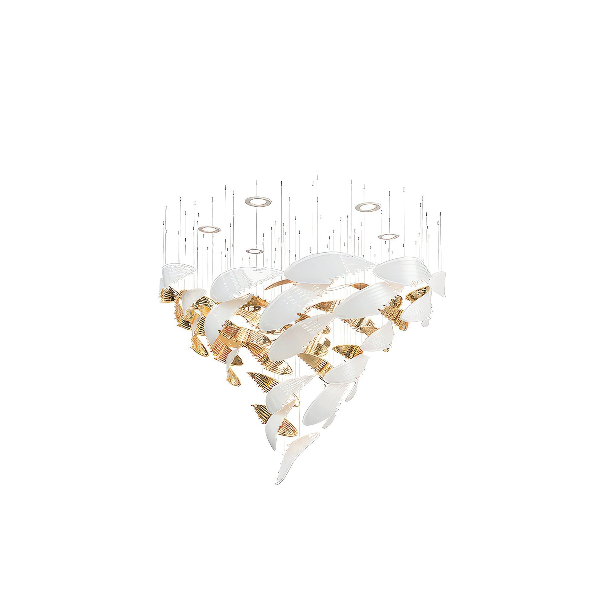 Bennett Chandelier ? 23.6″ x 39.4″ / Dia 60cm x 100cm / White & Gold / Warm Light Chandelier