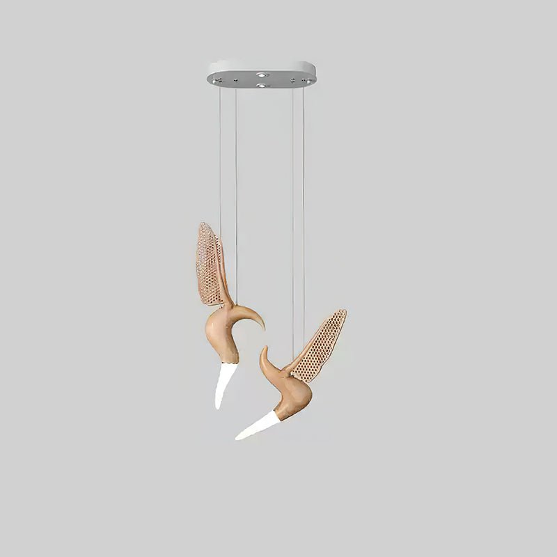 Dancer Chandelier Model E: L 19.7’’ x W 10.2’’ x H 31.5’’ / Wood Color / Warm Light Chandelier