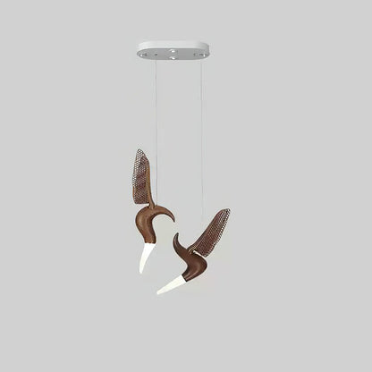 Dancer Chandelier Model E: L 19.7’’ x W 10.2’’ x H 31.5’’ / Walnut Color / Warm Light Chandelier