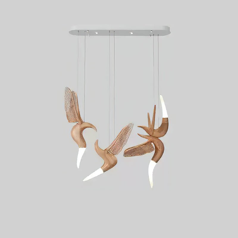 Dancer Chandelier Model F: L 37.4’’ x W 24.4’’ x H 31.5’’ / Wood Color / Warm Light Chandelier