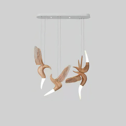 Dancer Chandelier Model F: L 37.4’’ x W 24.4’’ x H 31.5’’ / Wood Color / Warm Light Chandelier