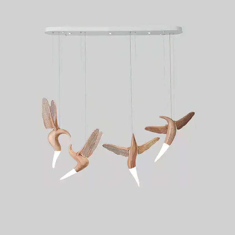 Dancer Chandelier Model G: L 59’’ x W 12.6’’ x H 31.5’’ / Wood Color / Warm Light Chandelier