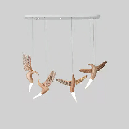 Dancer Chandelier Model G: L 59’’ x W 12.6’’ x H 31.5’’ / Wood Color / Warm Light Chandelier