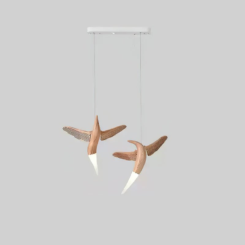 Dancer Chandelier Model C: L 35.4’’ x W 12.6’’ x H 25.6’’ / Wood Color / Warm Light Chandelier