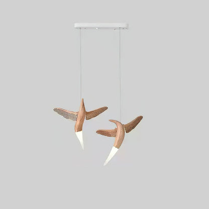 Dancer Chandelier Model C: L 35.4’’ x W 12.6’’ x H 25.6’’ / Wood Color / Warm Light Chandelier