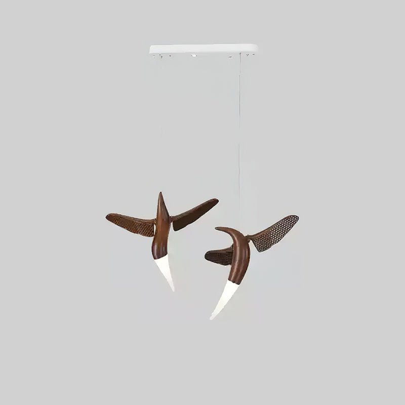 Dancer Chandelier Model C: L 35.4’’ x W 12.6’’ x H 25.6’’ / Walnut Color / Warm Light Chandelier