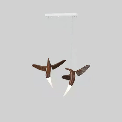 Dancer Chandelier Model C: L 35.4’’ x W 12.6’’ x H 25.6’’ / Walnut Color / Warm Light Chandelier