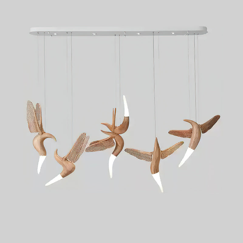 Dancer Chandelier Model H: L 72.8’’ x W 24.4’’ x H 31.5’’ / Wood Color / Warm Light Chandelier