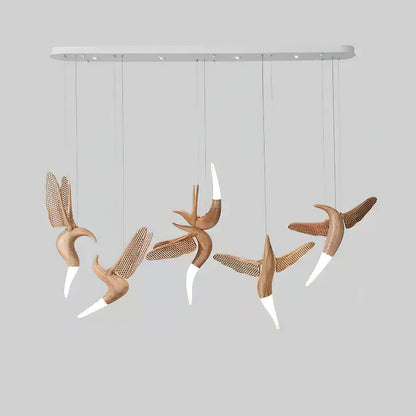 Dancer Chandelier Model H: L 72.8’’ x W 24.4’’ x H 31.5’’ / Wood Color / Warm Light Chandelier