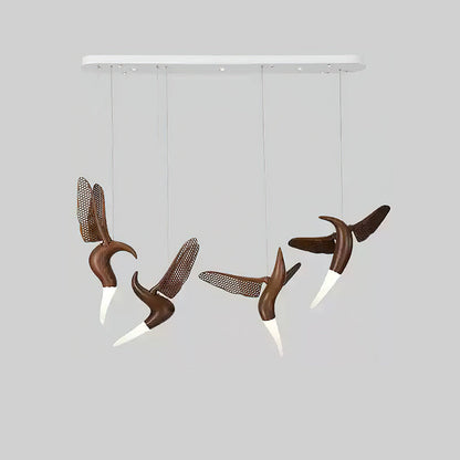 Dancer Chandelier Model G: L 59’’ x W 12.6’’ x H 31.5’’ / Walnut Color / Warm Light Chandelier