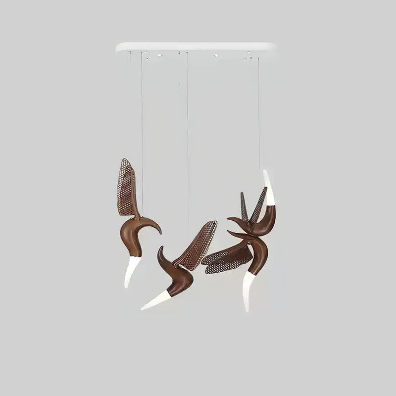Dancer Chandelier Model F: L 37.4’’ x W 24.4’’ x H 31.5’’ / Walnut Color / Warm Light Chandelier