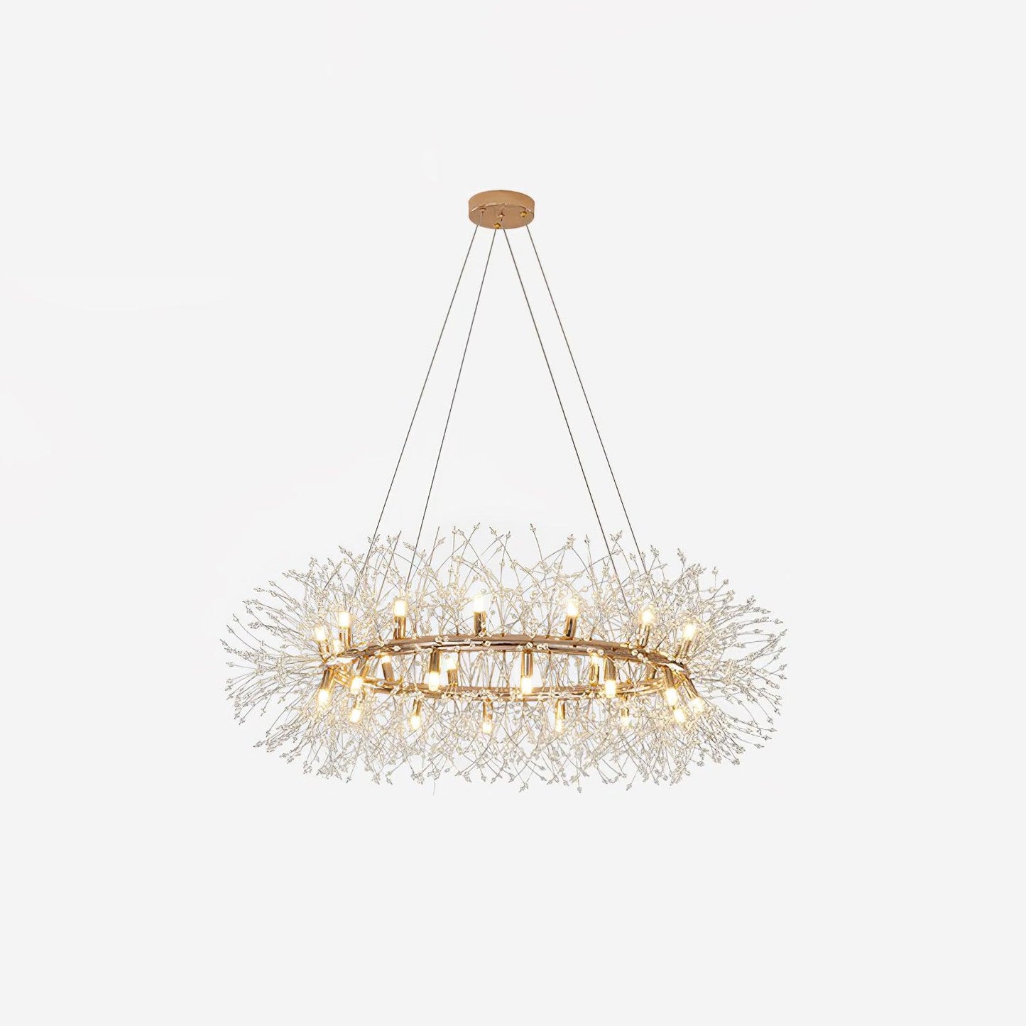 Dandelion Round Chandelier Dia 29.5″ x H 59.1″ / Dia 75cm x H 150cm (G9*12) / Clear Glass & Gold Chandelier