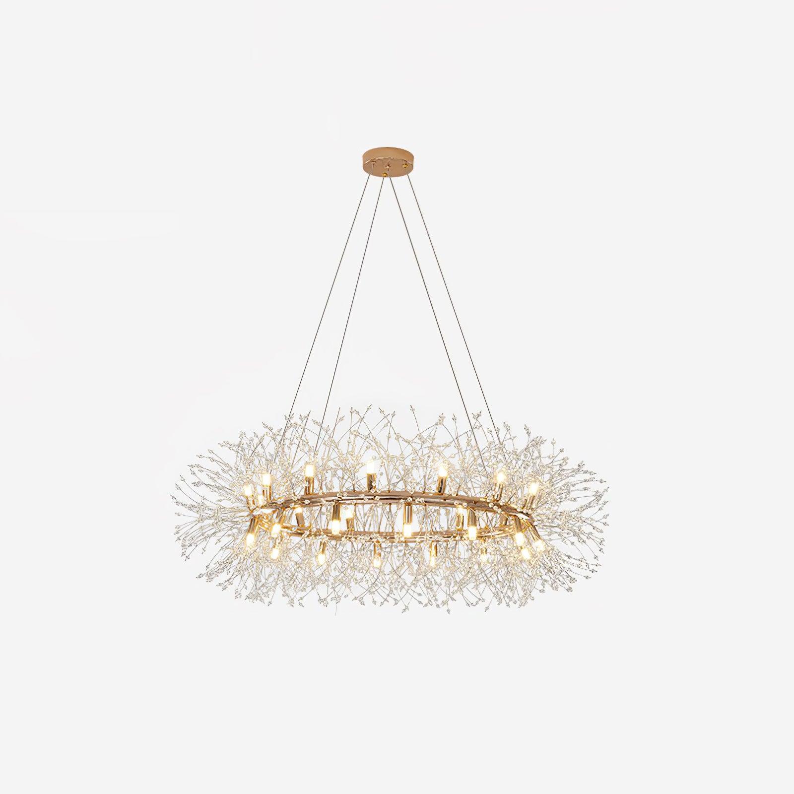 Dandelion Round Chandelier Dia 29.5″ x H 59.1″ / Dia 75cm x H 150cm (G9*12) / Clear Glass & Gold Chandelier