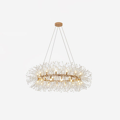 Dandelion Round Chandelier Dia 29.5″ x H 59.1″ / Dia 75cm x H 150cm (G9*12) / Clear Glass & Gold Chandelier