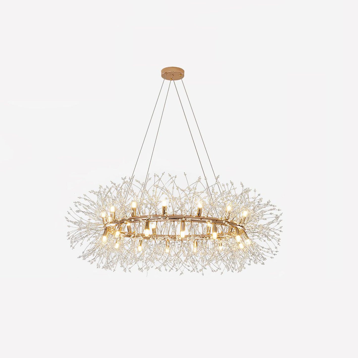 Dandelion Round Chandelier Dia 37.4″ x H 59.1″ / Dia 95cm x H 150cm (G9*20) / Clear Glass & Gold Chandelier