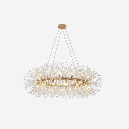 Dandelion Round Chandelier Dia 37.4″ x H 59.1″ / Dia 95cm x H 150cm (G9*20) / Clear Glass & Gold Chandelier