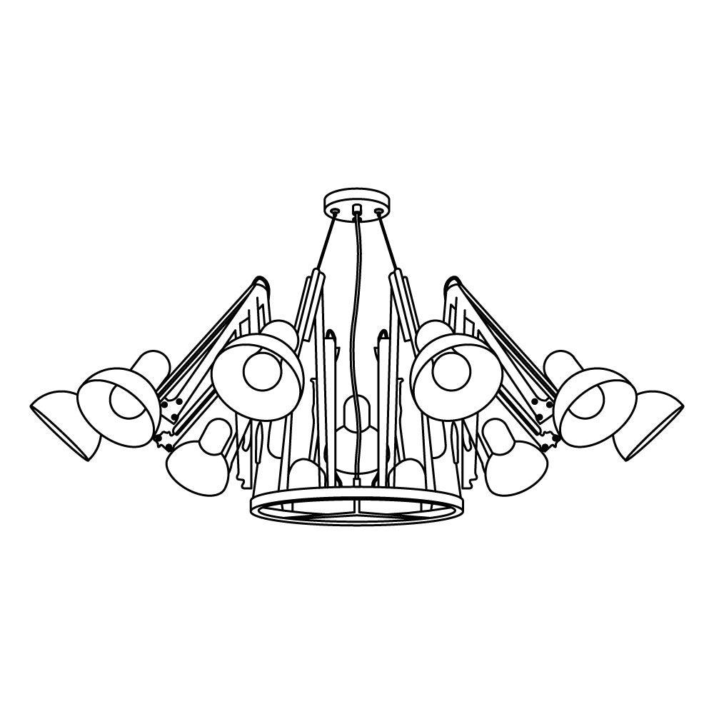 Dear Ingo Chandeliers 9heads ? 78.7″ x H 15.7″ / Dia 200cm x H 40cm / Black Chandelier