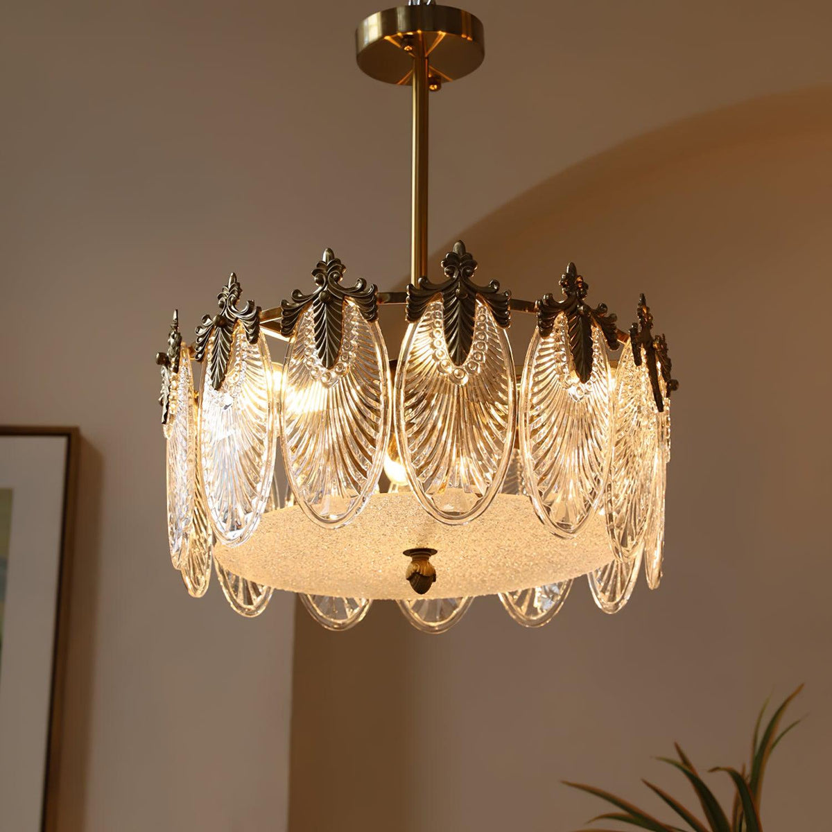 Decorative Pattern Glass Round Chandelier Chandelier