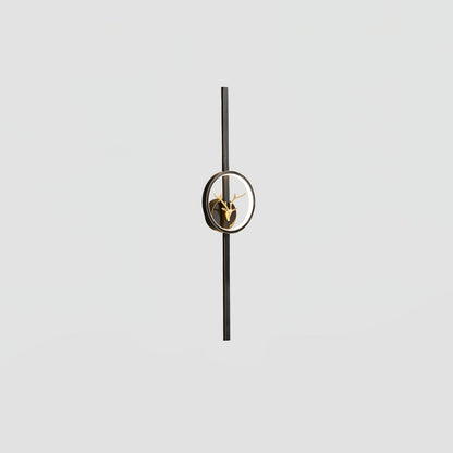 Deer Brass Wall Lamp Model B Dia 5.1″ x H 31.5″ / Dia 13cm x H 80cm / Black & Three-Color Changing Light / 1 Piece Wall