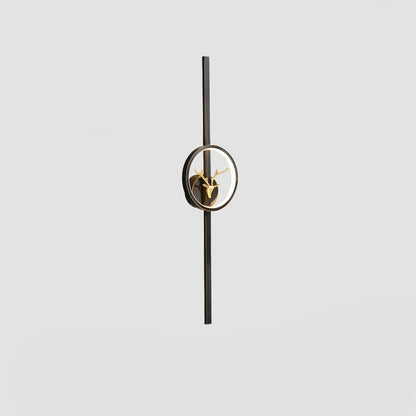 Deer Brass Wall Lamp Model B Dia 5.1″ x H 39.4″ / Dia 13cm x H 100cm / Black & Three-Color Changing Light / 1 Piece Wall
