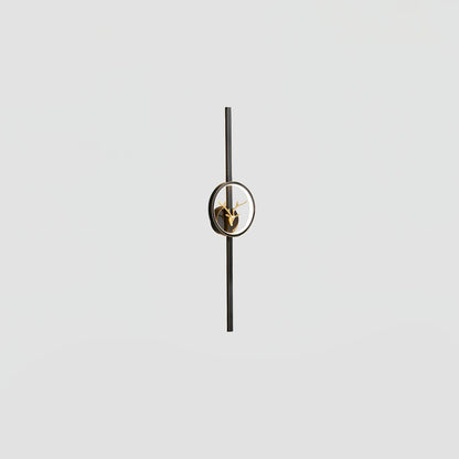 Deer Brass Wall Lamp Model B Dia 5.1″ x H 23.6″ / Dia 13cm x H 60cm / Black & Three-Color Changing Light / 1 Piece Wall