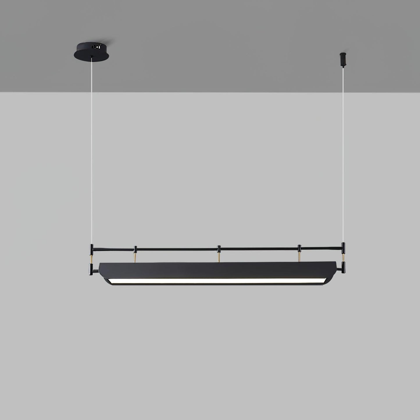 Dessau Chandelier L 31.5″ x W 3.9″ x H 59″ / L 80cm x W 10cm x H 150cm / Black & White / Warm Light Chandelier
