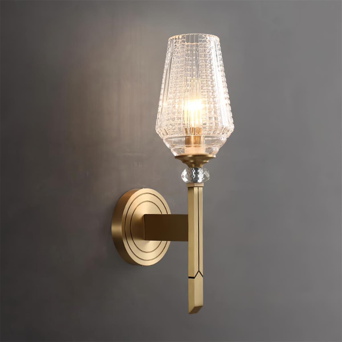 Devora Brass Wall Lamp W 4.7″ x H 15.7″ / W 12cm x H 40cm / Brass & Clear Wall lamp