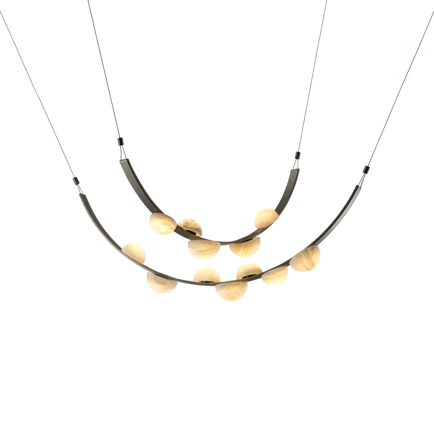 Dew Drops Alabaster Chandelier L 188cm x H 120cm / L 74″ x H 47.2″ / Black & White / Warm Light Chandelier