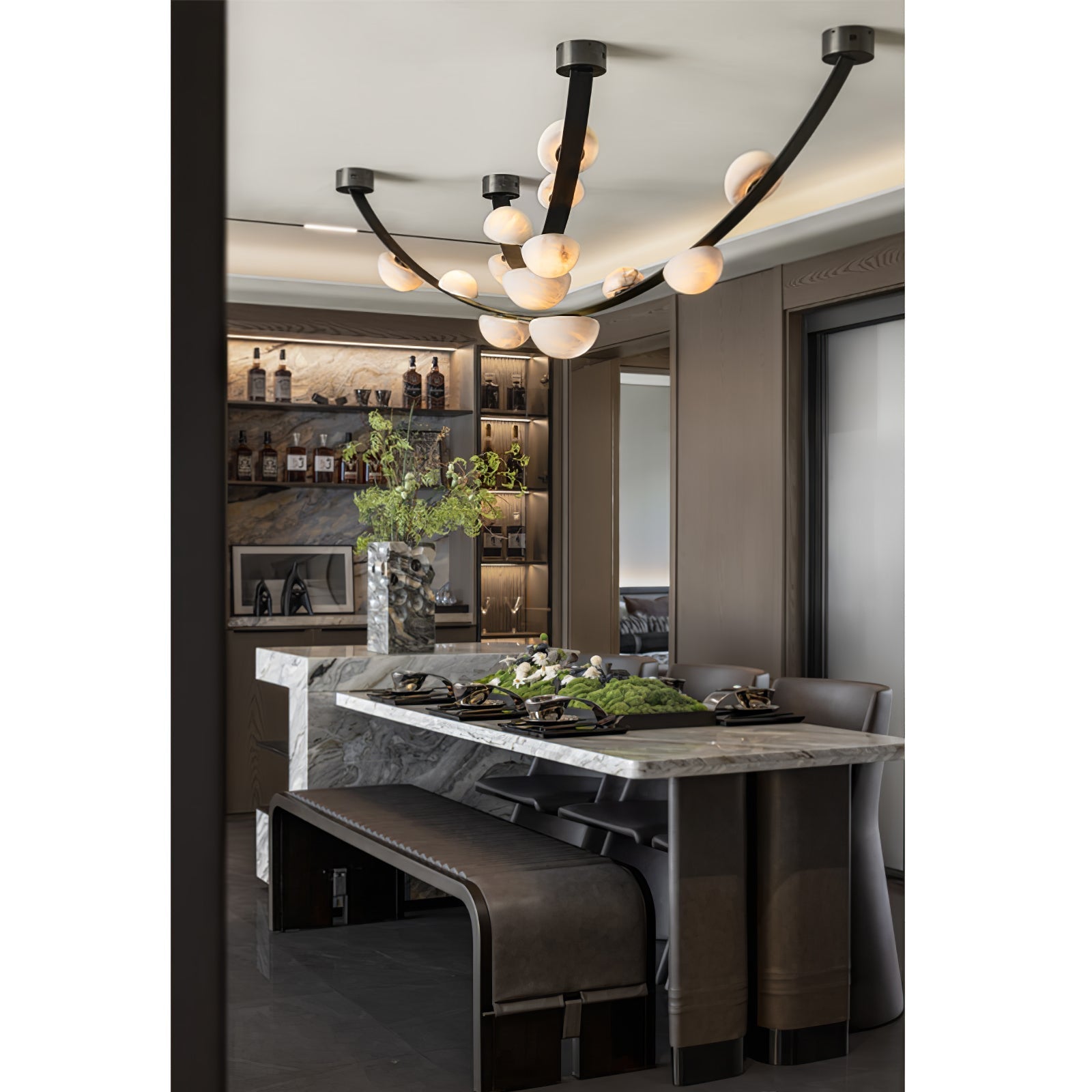 Dew Drops Alabaster Chandelier Chandelier